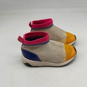 Zara Baby Toddler Sock Sneakers‎ Colorblock Beige Pink Blue Yellow Size 20